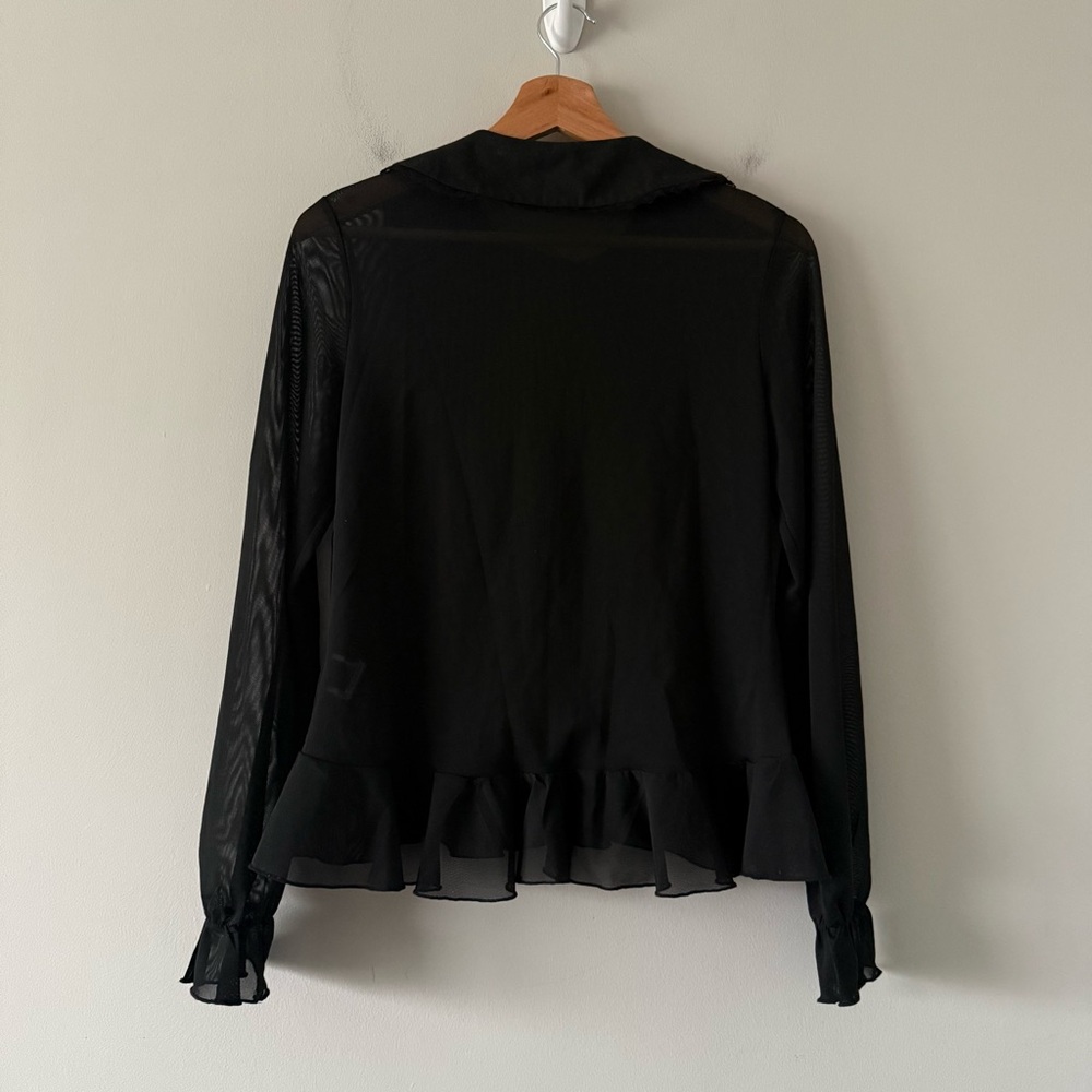 Whimsigoth Witchy Emo Dark Romantic Sheer Button Up Small Cross Victorian Gothic - Picture 2 of 12
